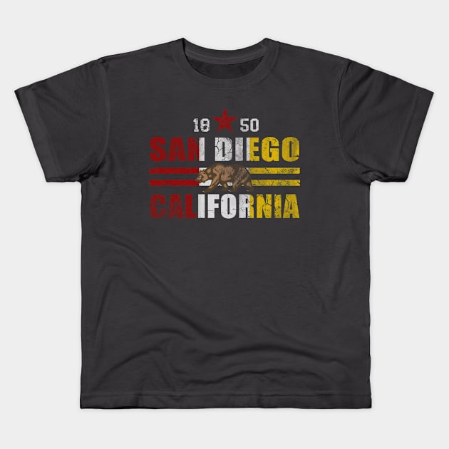 Retro San Diego California 1950 Flag Kids T-Shirt by E